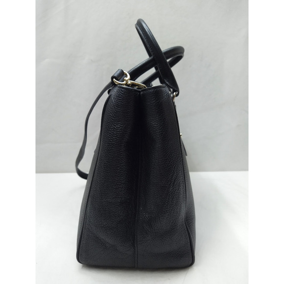 Kate Spade New York Black Leather Carryall Double Handles Satchel Bag - Picture 4 of 16